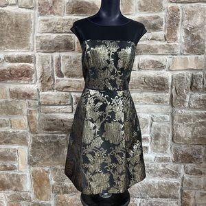 Adrianna Papell Black and Gold Mini Dress